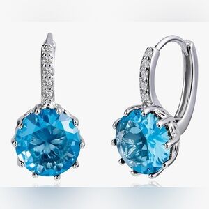 Gorgeous Neiman Marcus Silver Aquamarine Round Earrings